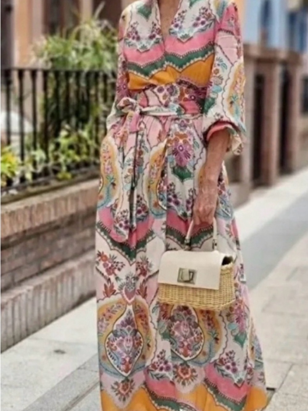 Zara Print Maxi Wrap Dress